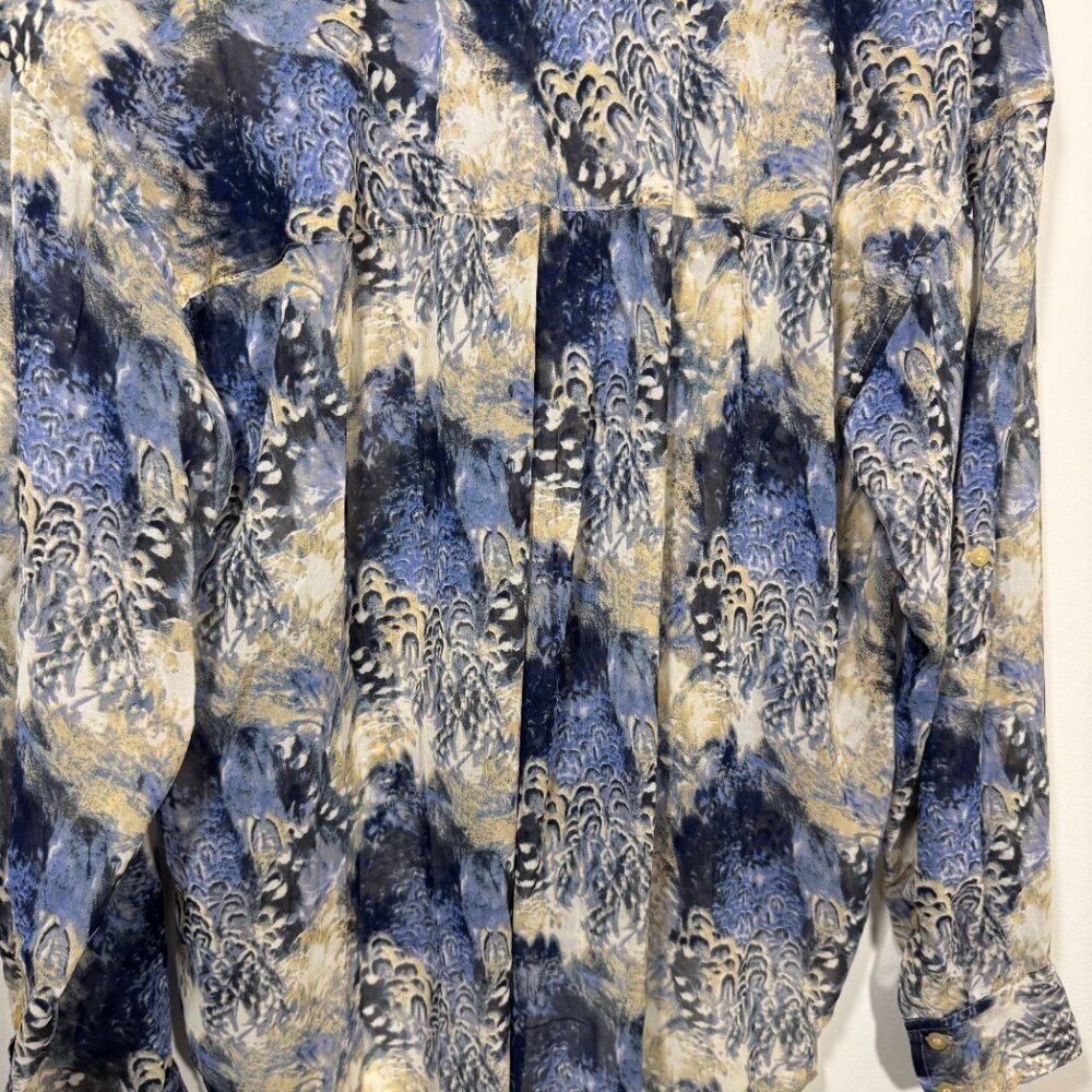 Free People Easy Rider Blouse Button Up Sheer Chiffon Top Shirt Size M - Picture 6 of 8